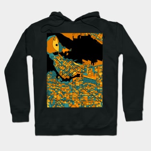 Vancouver Map Pattern in Orange & Teal Hoodie